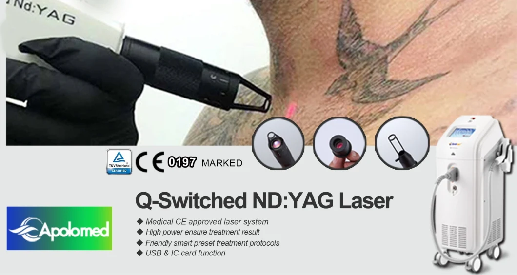 Long Life High Quality Tattoo Oat Removal Qswitched ND YAG Q-Switched Laser Machine