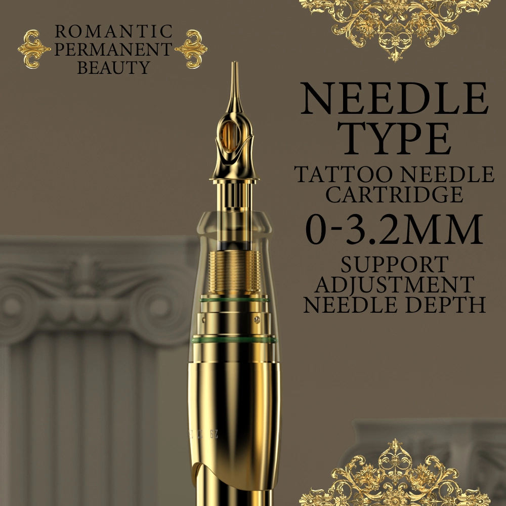 Quelle Wireless Adjustable Stroke Semi-Permanent Makeup Gold Colors Tattoo Pmu Machine Pen