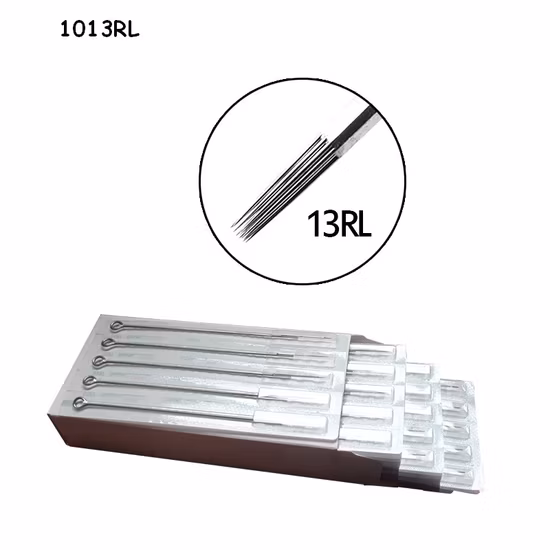 50 pièces/boîte de qualité supérieure jetable stérilisée ronde doublure Rl pré-faites traditionnelles aiguilles de tatouage standard pour machine à tatouer stylo cartouche de tatouage poignée