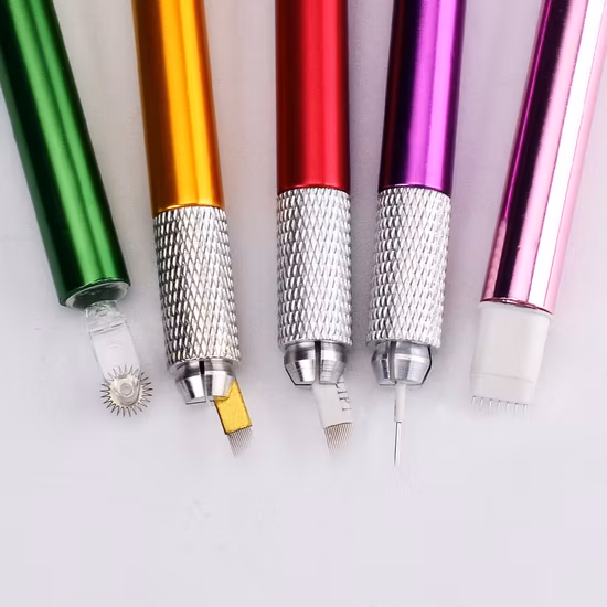 Stylo de tatouage manuel argenté pour outils manuels de microblading de broderie de sourcil 3D