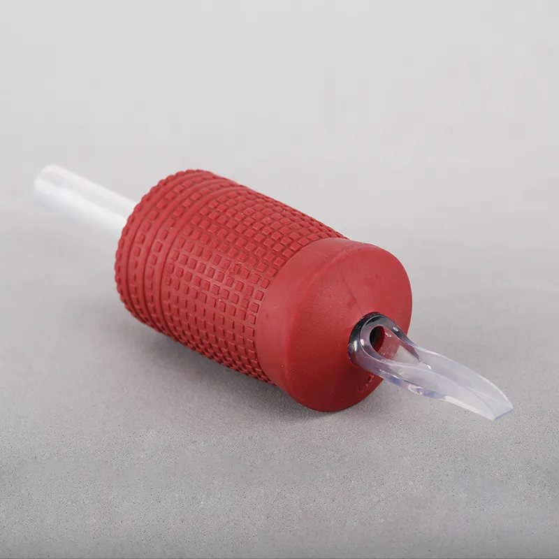 Poignées de tatouage jetables en caoutchouc de silicone professionnel de 30 mm avec embouts transparents
